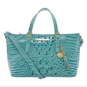 Brahmin Mini Asher Crossbody Satchel Leather Bag Purse in Mermaid